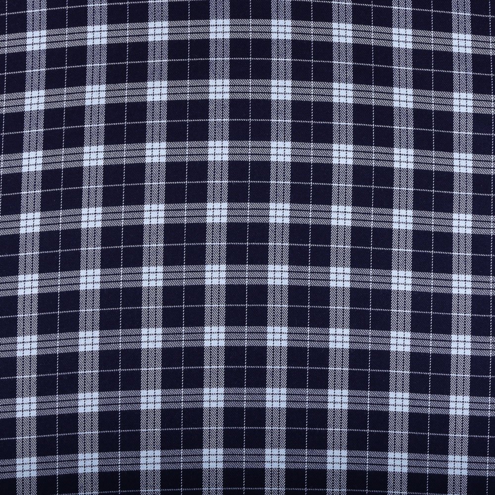 Tissu Tartan Ecossais Carreaux Bleu clair sur fond Marine