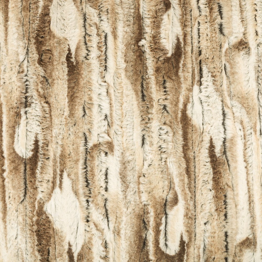 Tissu Fausse fourrure douce Camouflage sur fond Ecru / Beige