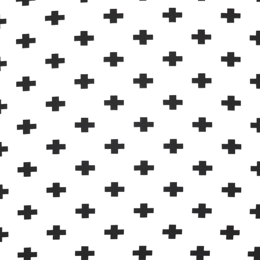 Tissu Jersey Blanc Croix noires