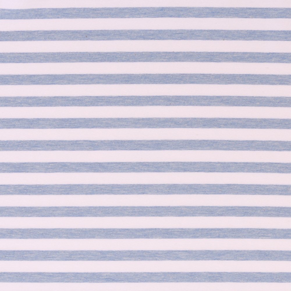 Tissu Jersey Rayé Bleu Chiné sur fond Blanc