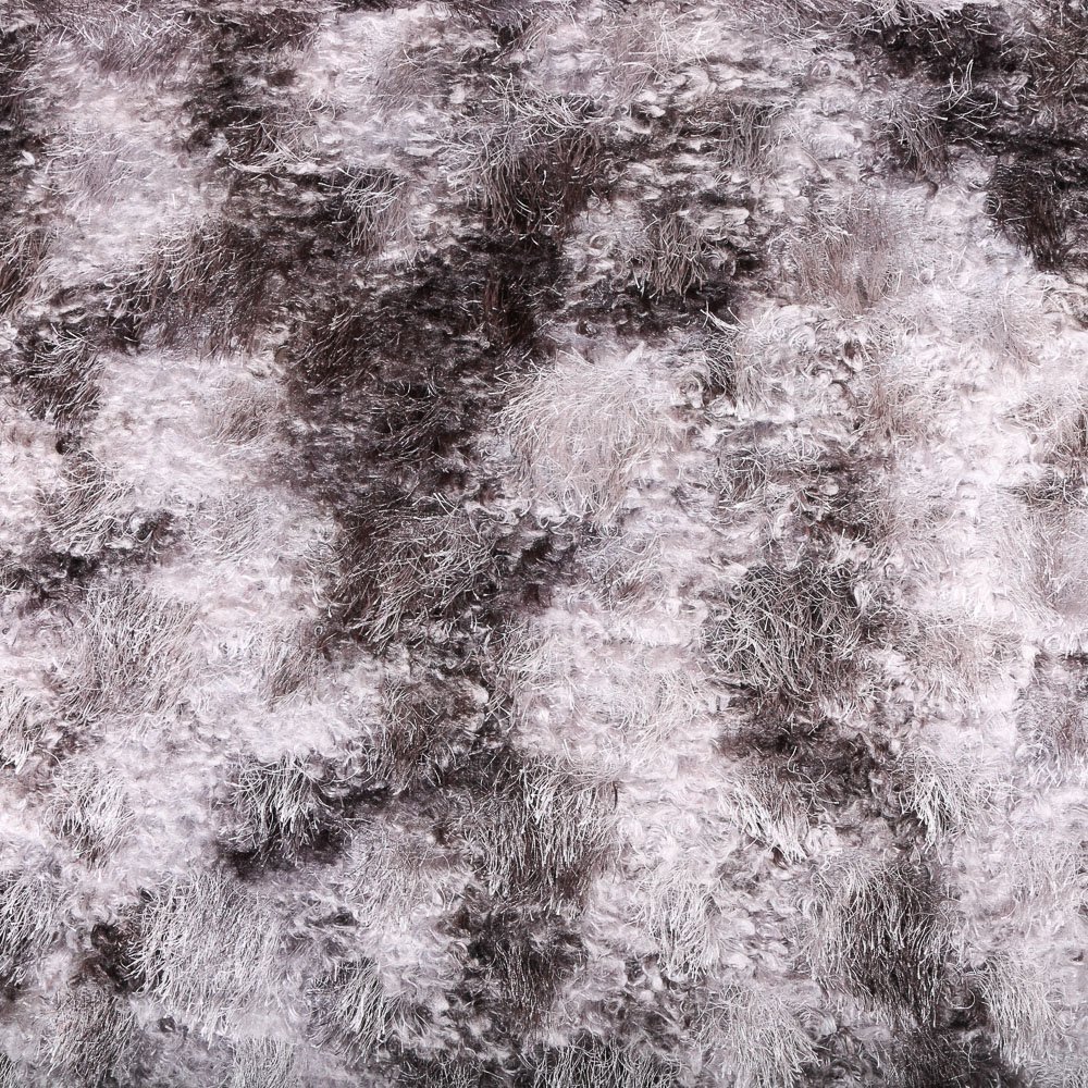 Tissu Maille Long poils et bouclettes Tie & dye Argent