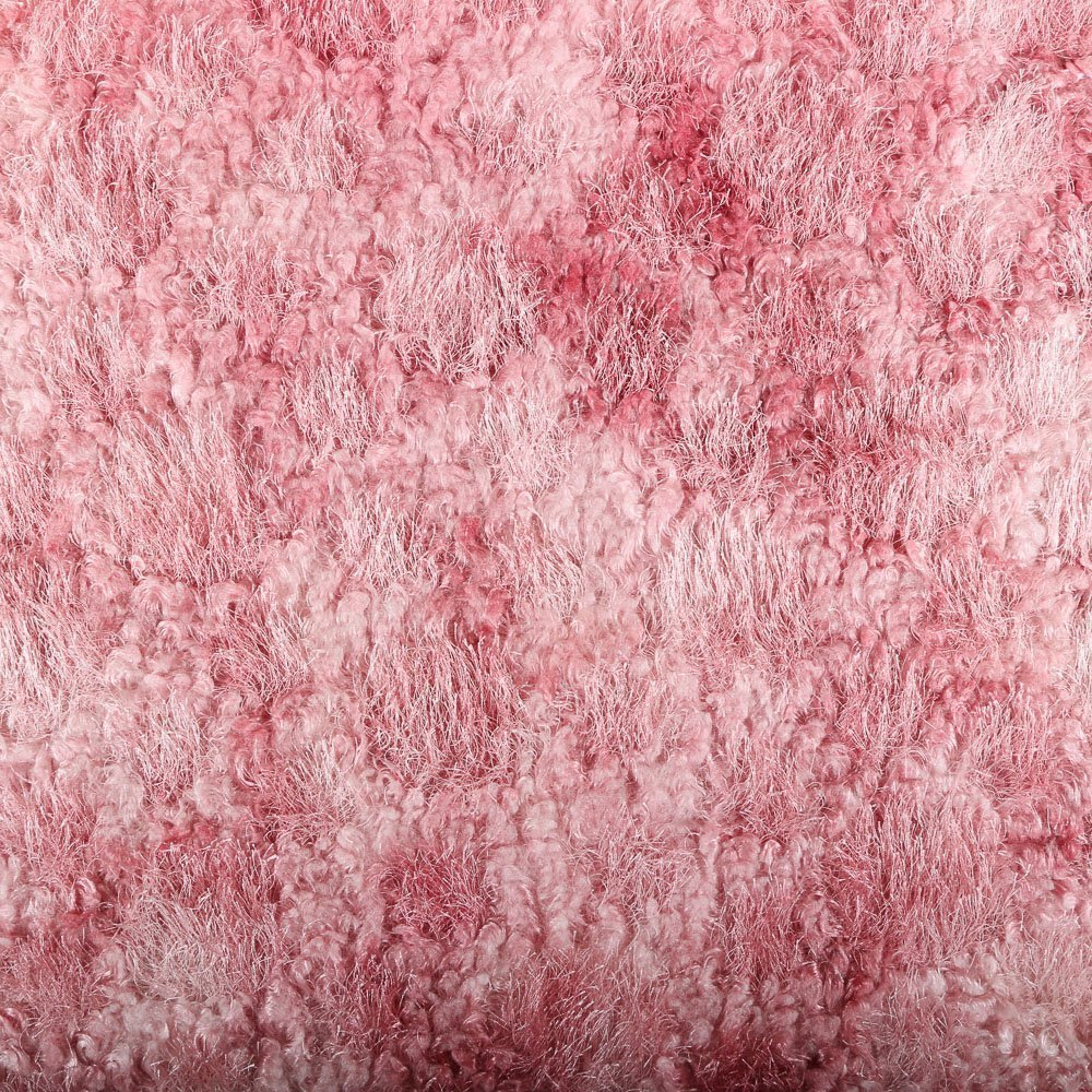 Tissu Maille Long poils et bouclettes Tie & dye Rose