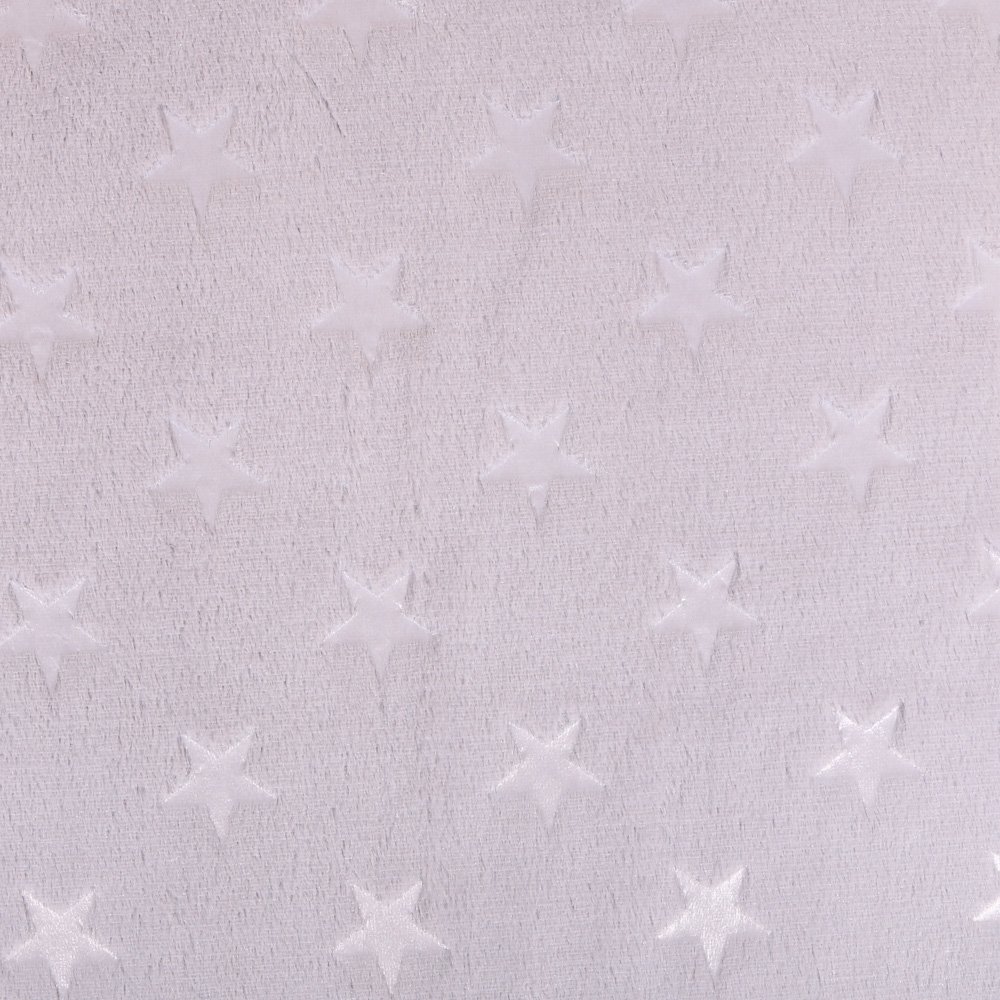 Tissu Minky Ultra doux Longs Poils Etoiles sur fond Gris clair
