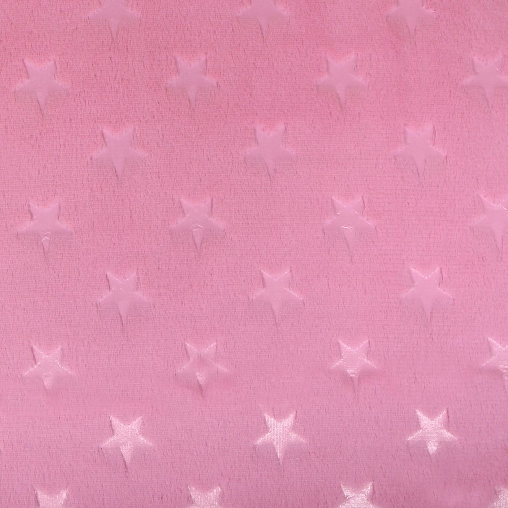 Tissu Minky Ultra doux Longs Poils Etoiles sur fond Vieux rose