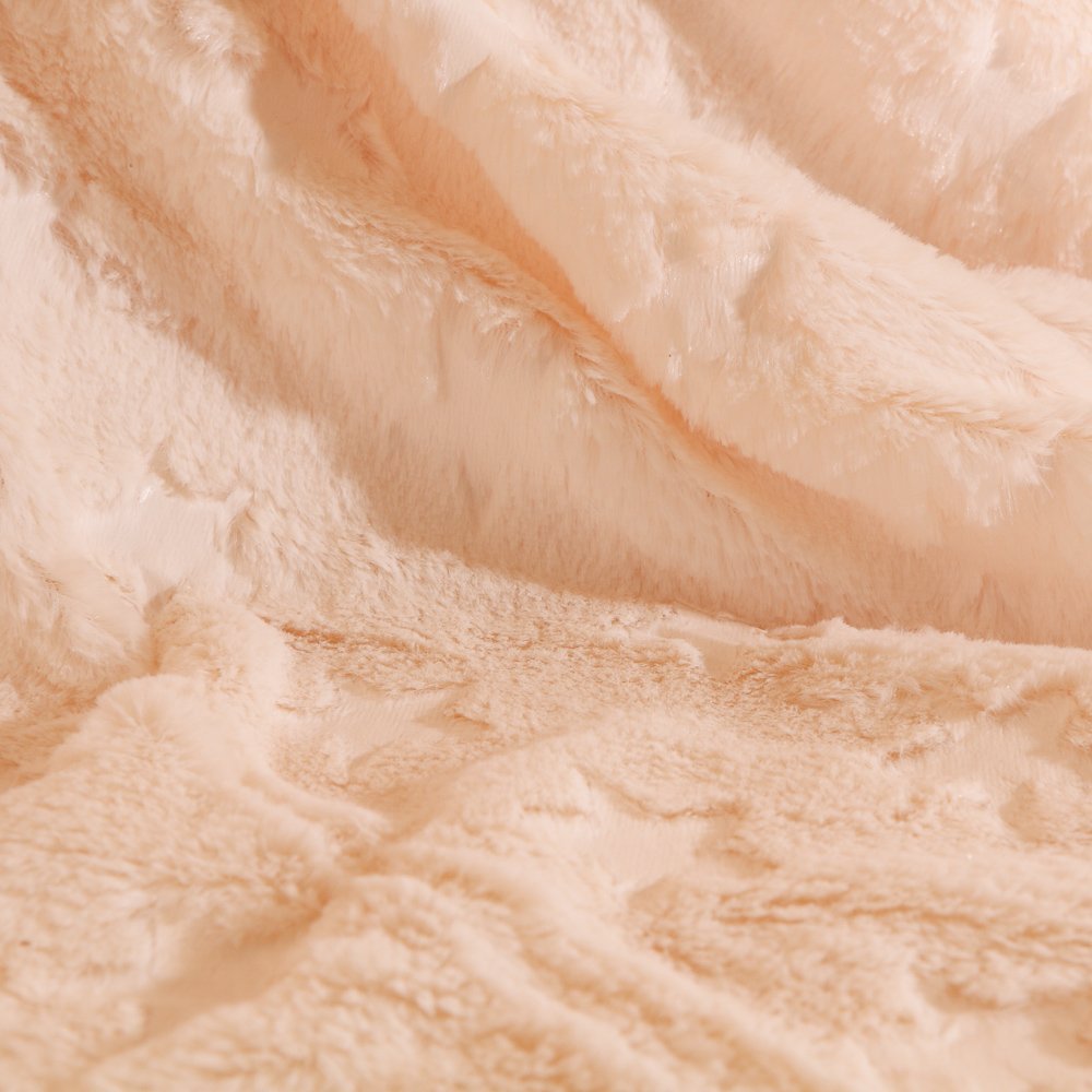 Tissu Minky Ultra doux Longs Poils Etoiles sur fond Ecru