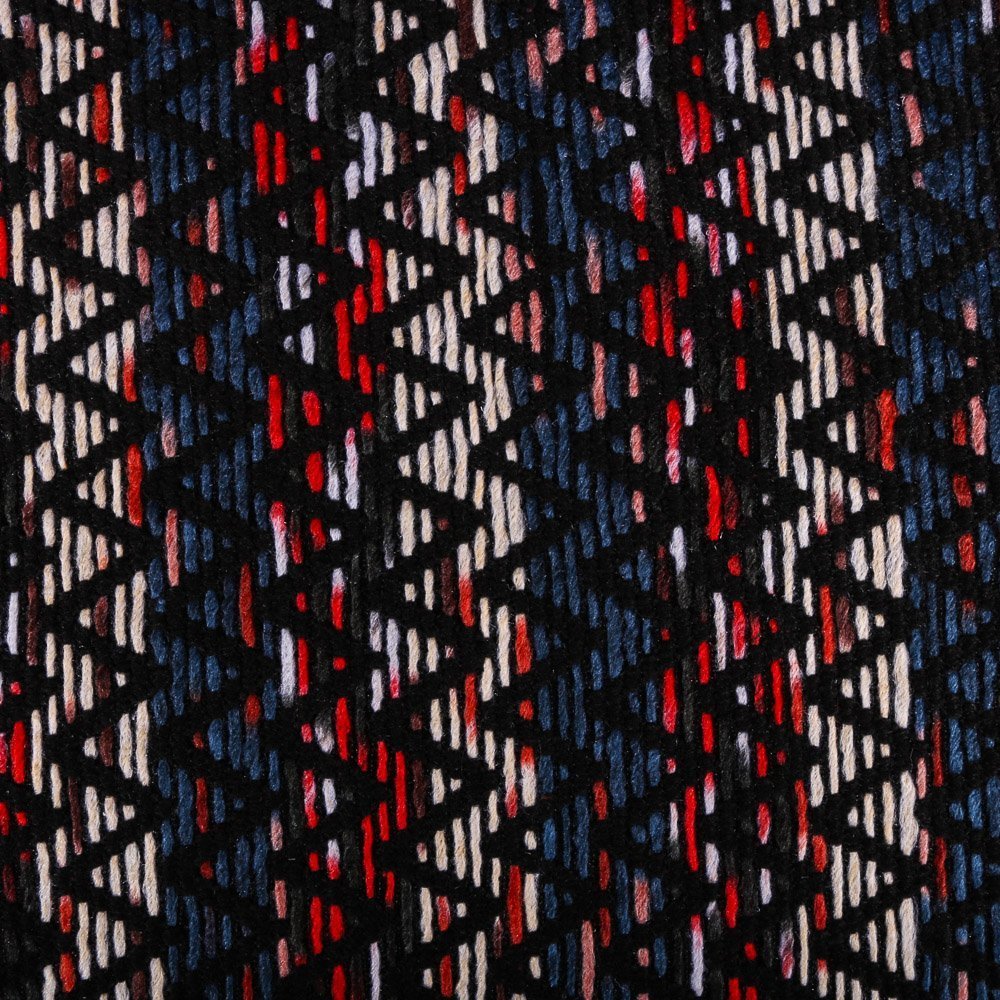 Tissu Lainage Chevrons Noirs sur fond Bleu et rouge