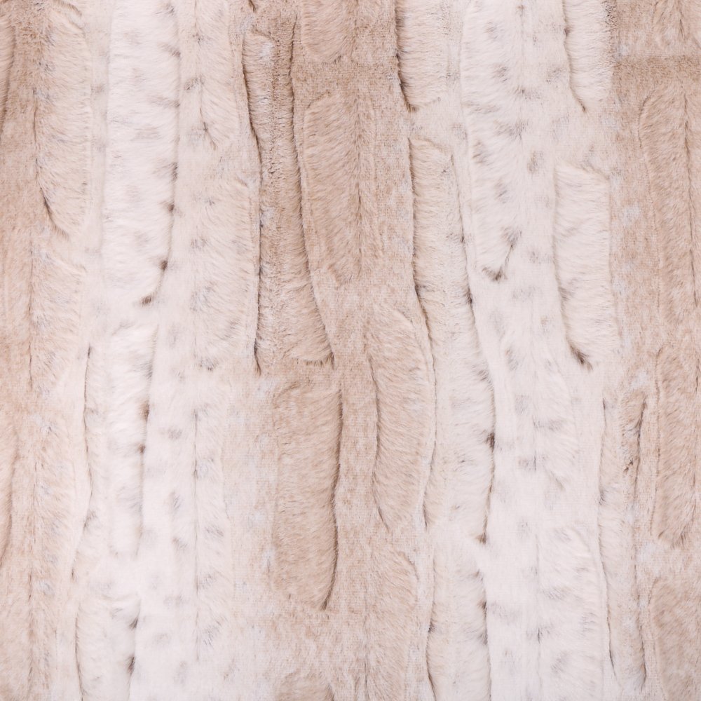 Tissu Fausse fourrure douce Camouflage moucheté Beige sur fond Crème