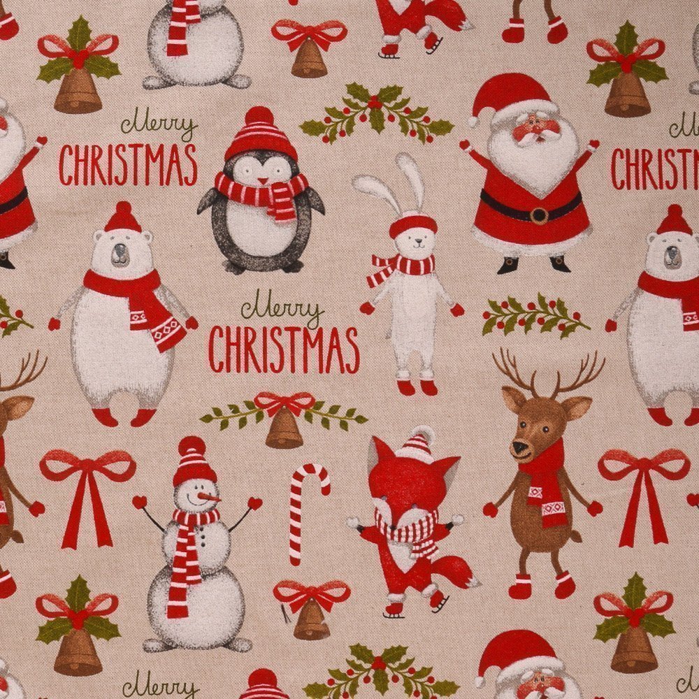 Tissu d'ameublement Merry Christmas Beige
