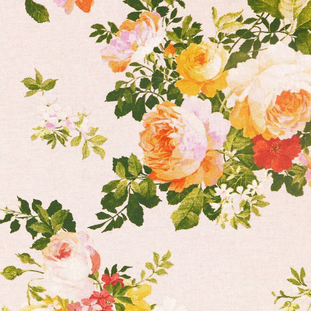 Tissu Toile Coton Beige Coquelicots