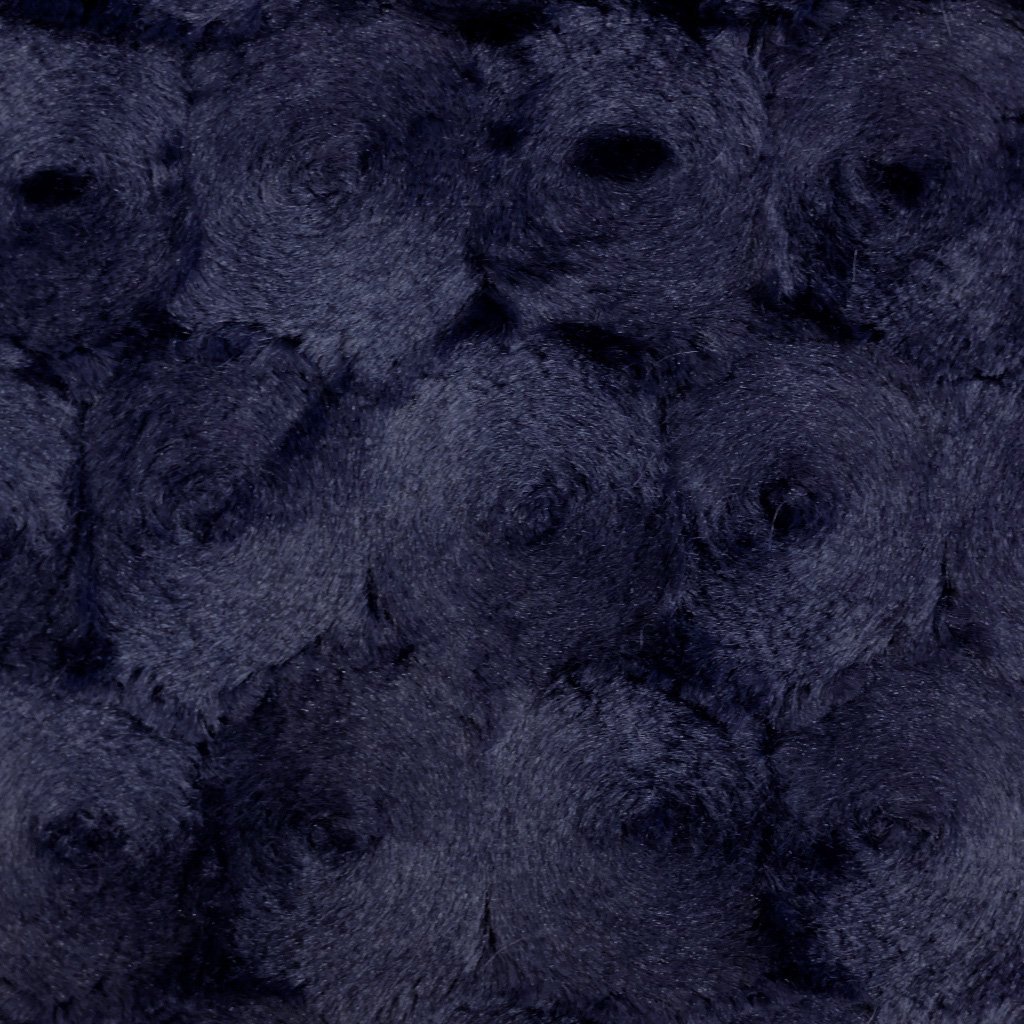 Tissu Minky Ultra doux Roses Longs poils Bleu marine