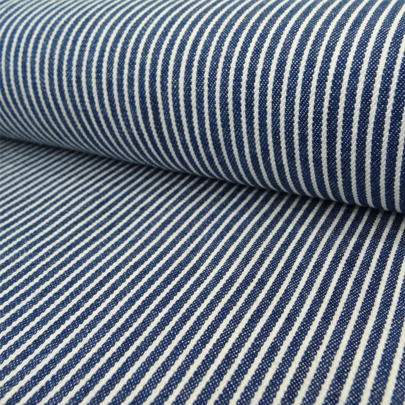 Tissu Jean Bleu Rayures blanches