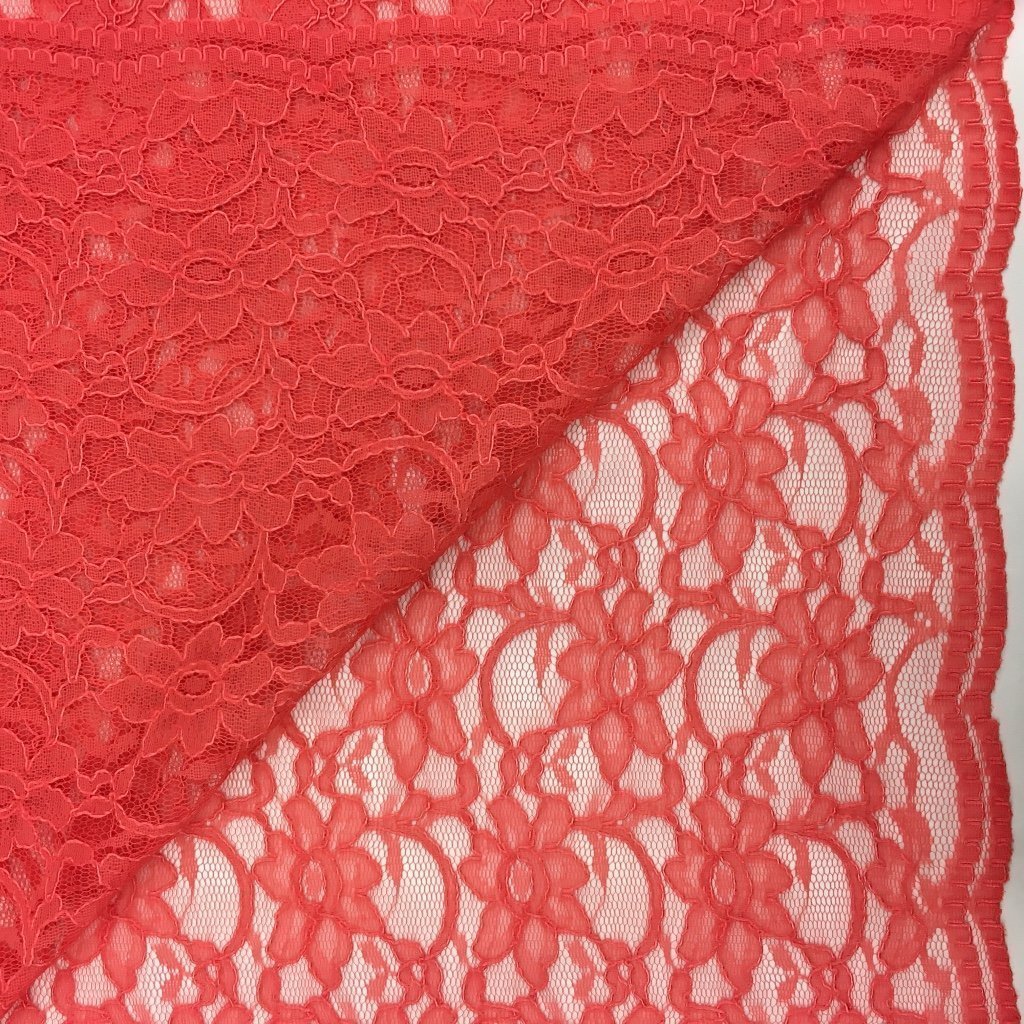 Tissu Dentelle Corail