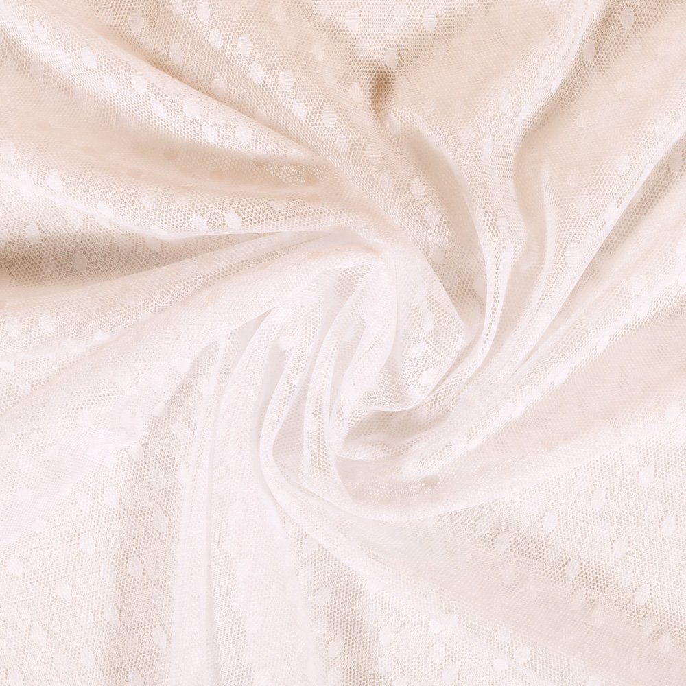 Tissu Tulle Souple Ivoire Pois - Au mètre