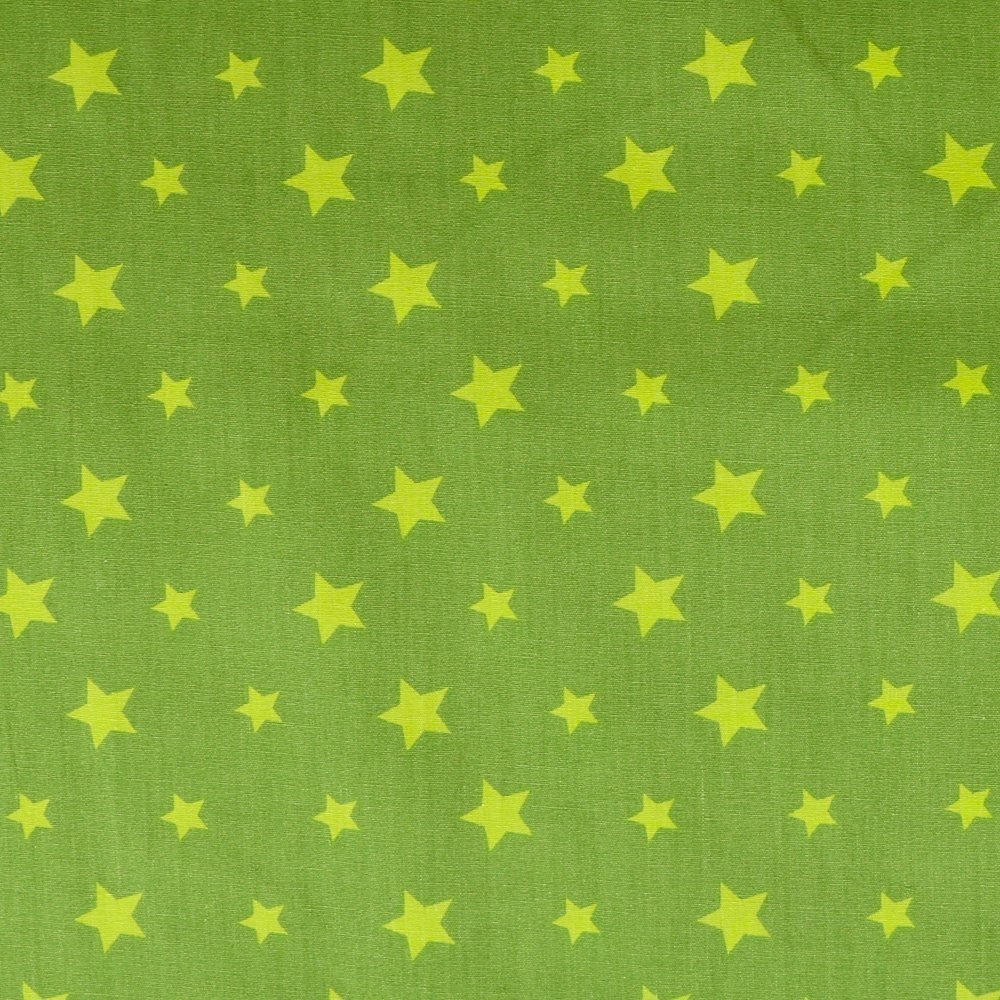 Tissu Coton Kaki Etoiles Vert anis