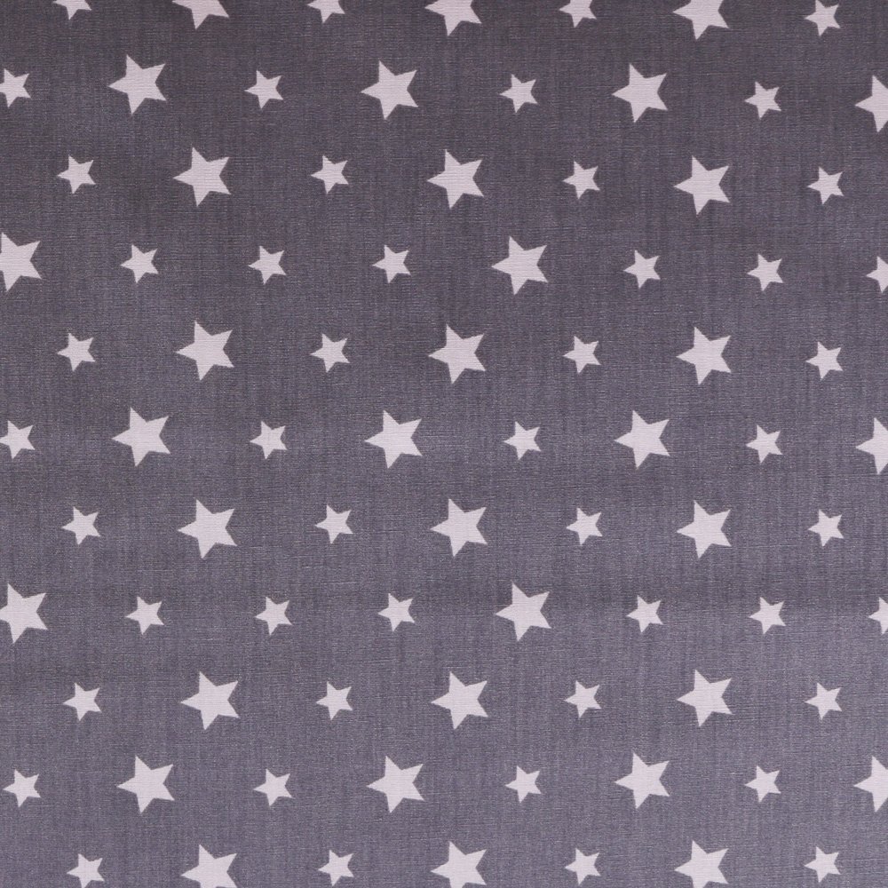 Tissu Coton Gris anthracite Etoiles gris clair