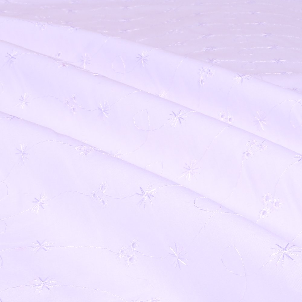 Tissu Broderie Anglaise Lignes de fleurs Blanc