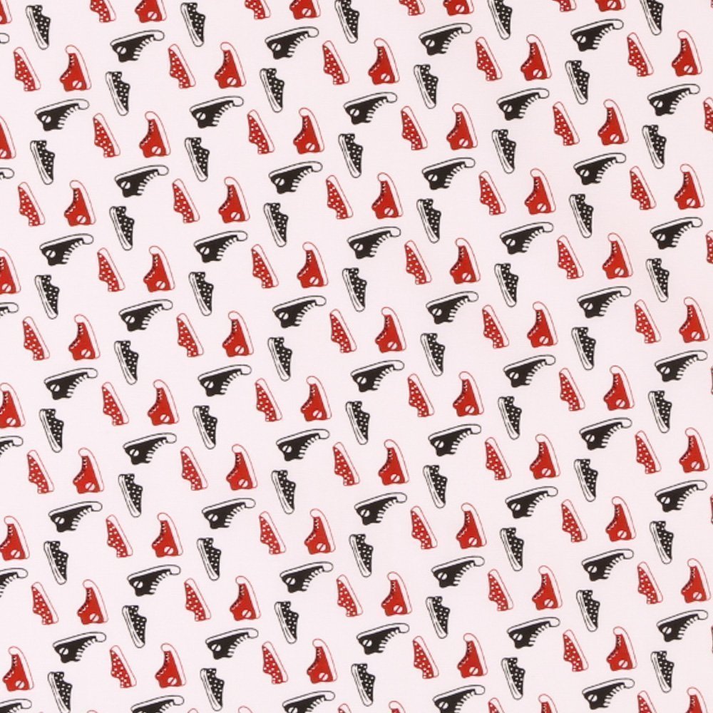 Tissu Coton Imprimé LittleBird Baskets Rouges et Noires sur fond Blanc