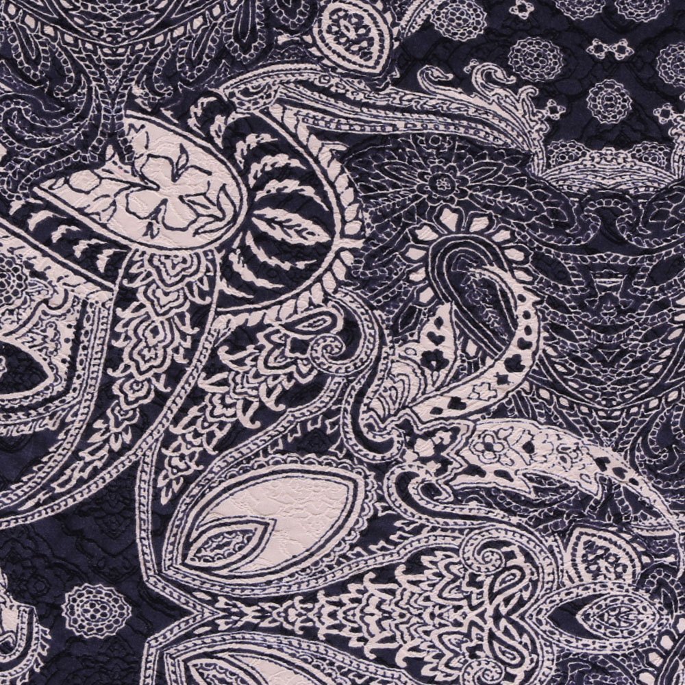 Tissu Jersey effet brodé Pasley Bleu et blanc