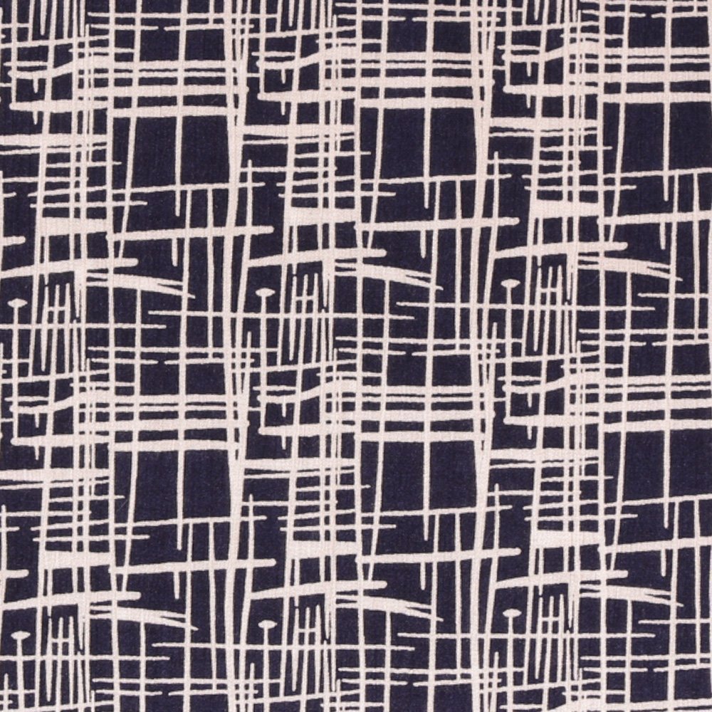 Tissu Viscose Hachuré Blanc et Bleu marine