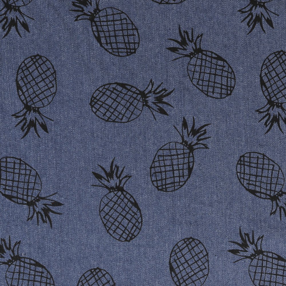 Tissu Chambray Ananas Noirs