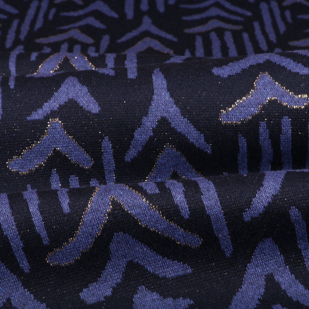 Tissu Gianni Maille Lurex Bleuet Chevrons Or