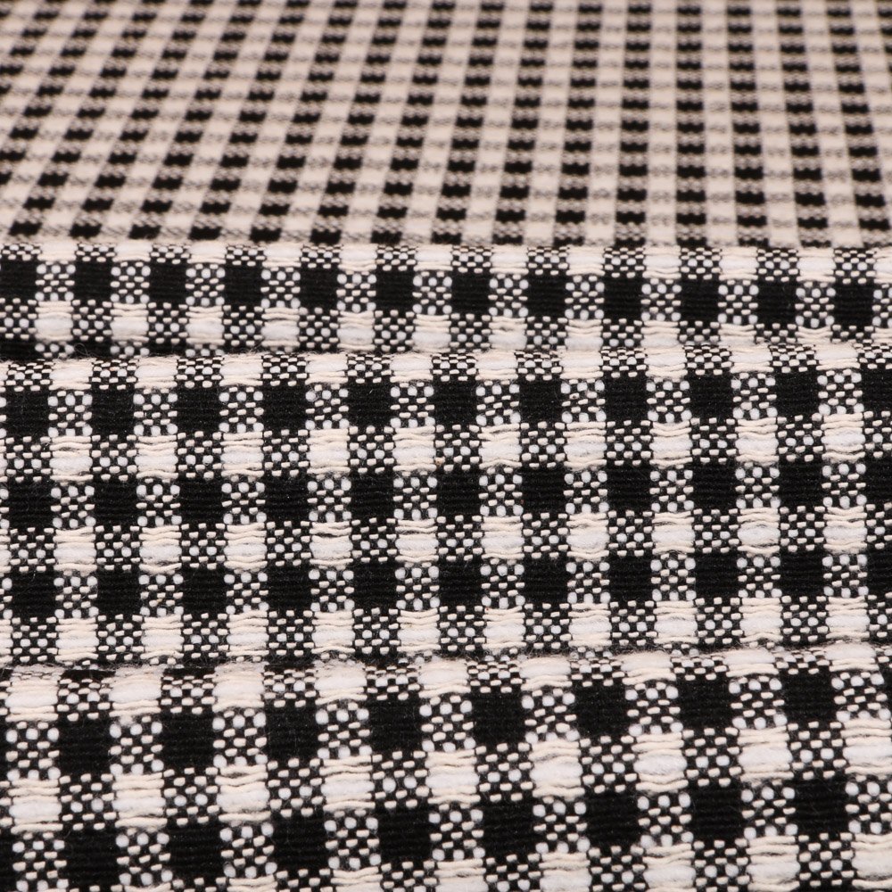Tissu Gianni Jacquard Lainage Noir Carreaux Ecru et blancs
