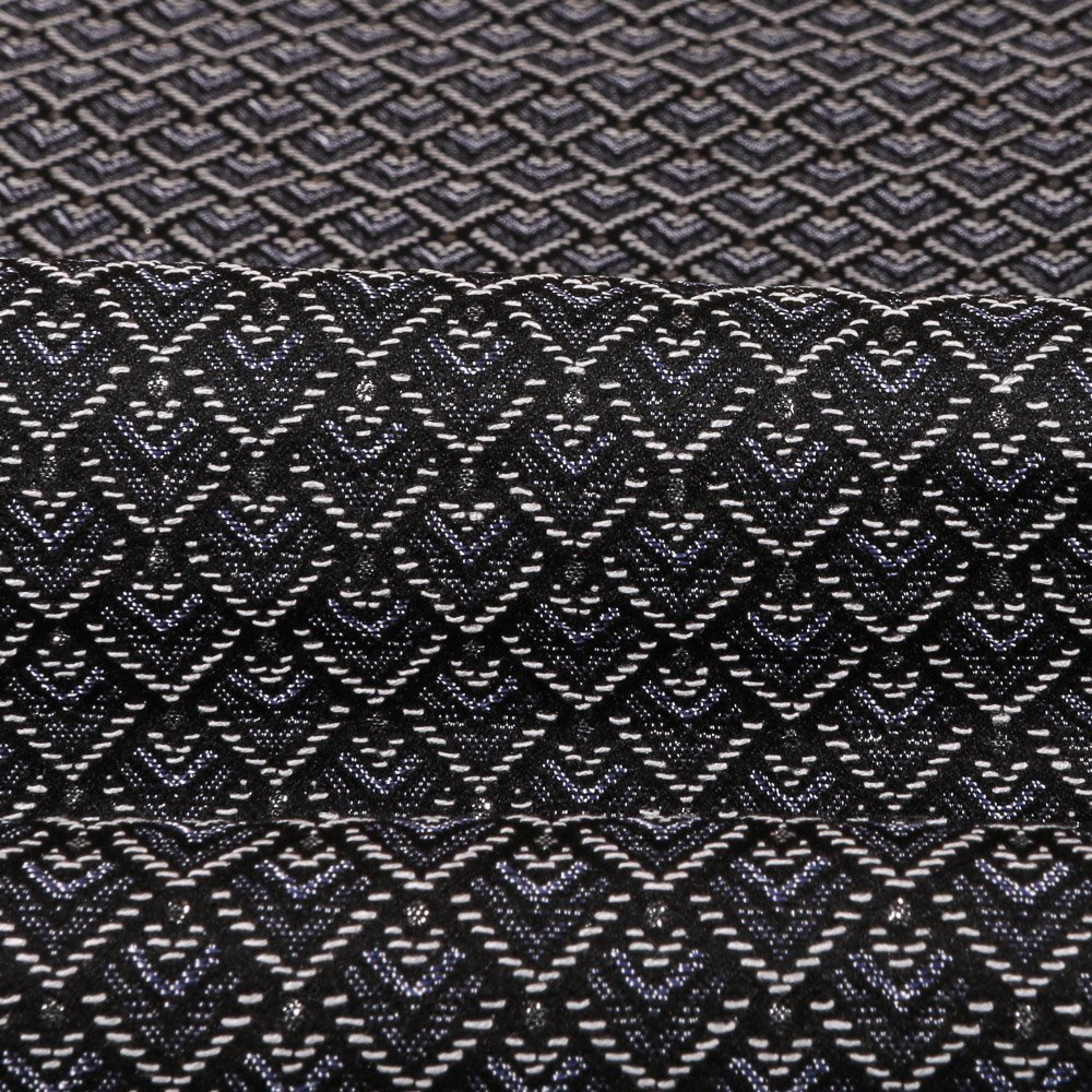 Tissu Gianni Maille Lurex Argent Losanges Gris et blancs