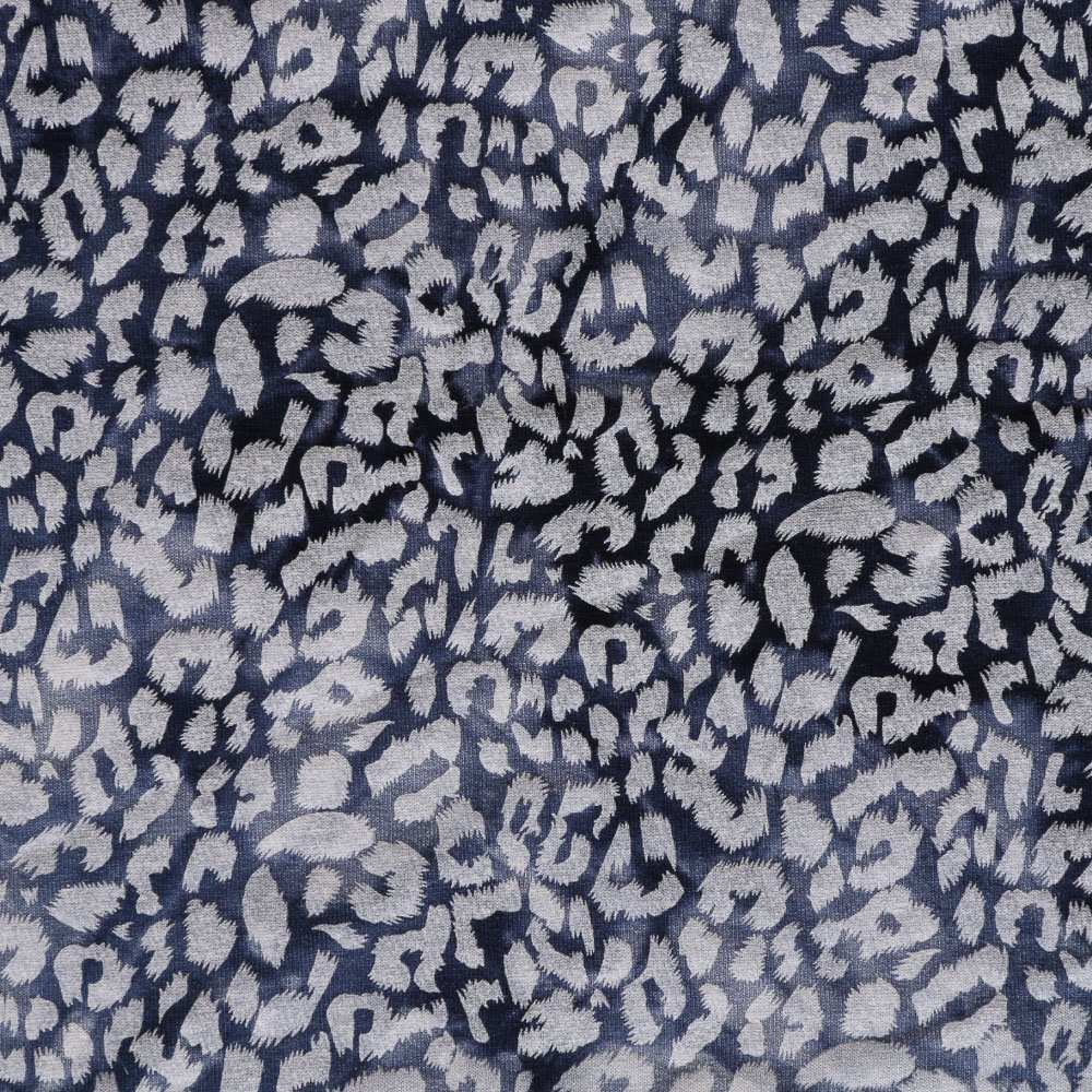 Tissu Jersey imprimé Motifs Léopard Blancs envers Tie & Die Bleu