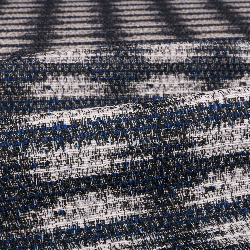 Tissu Gianni Jacquard Lainage Marine Tâches Blanches