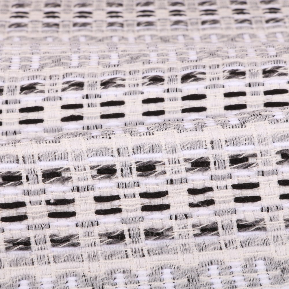 Tissu Gianni Jacquard Blanc Bandes Grises et noires