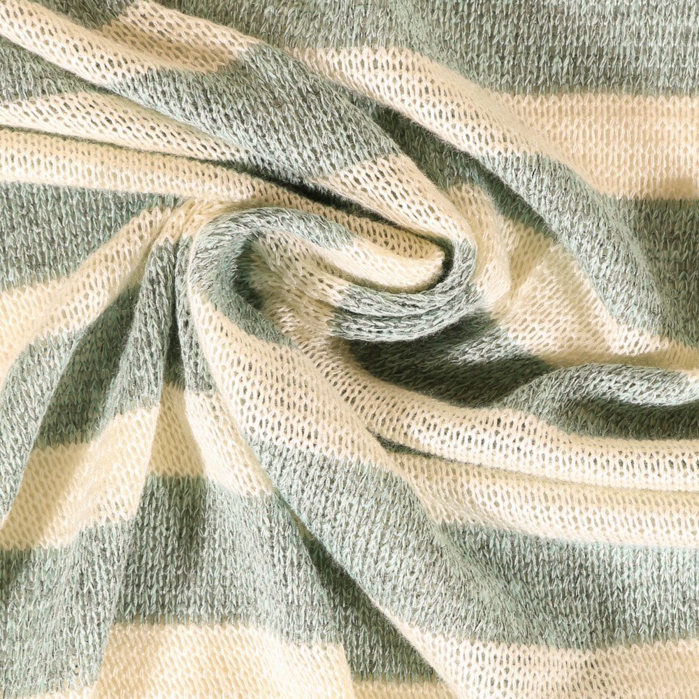 Tissu Maille Gianni Tessuti Rayures Vertes sur fond Ecru