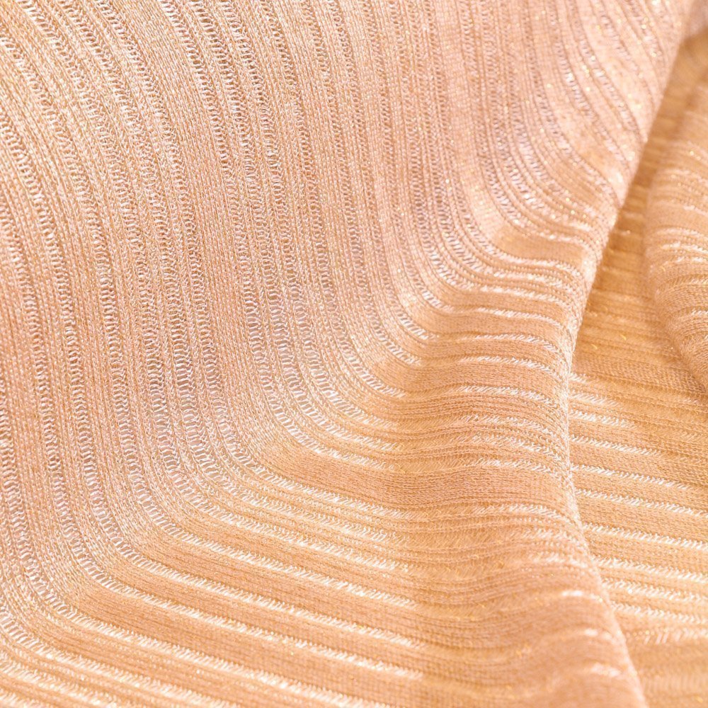 Tissu Maille Gianni Tessuti Rayures Lurex Or sur fond Beige