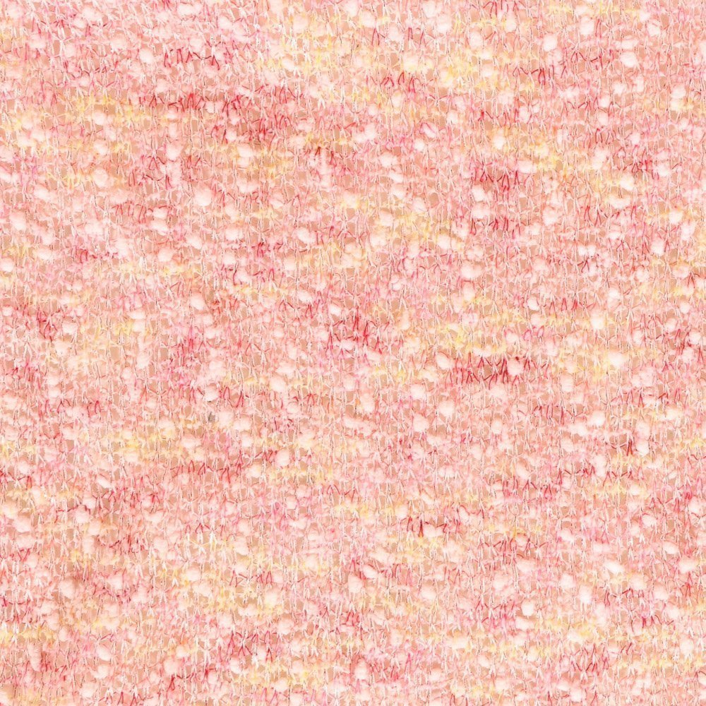 Tissu Maille Gianni Tessuti Chiné Lurex Bouclettes sur fond Rose
