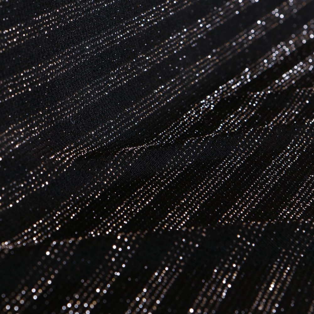 Tissu Maille Jersey Gianni Tessuti Rayures pointillées Lurex Argent sur fond Noir