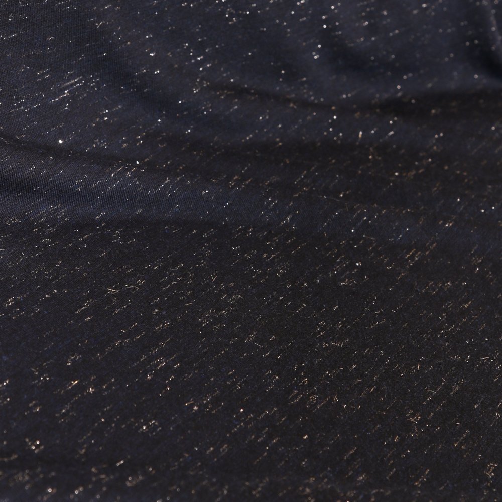 Tissu Maille Jersey Gianni Tessuti Chiné Lurex Argent sur fond Bleu Nuit