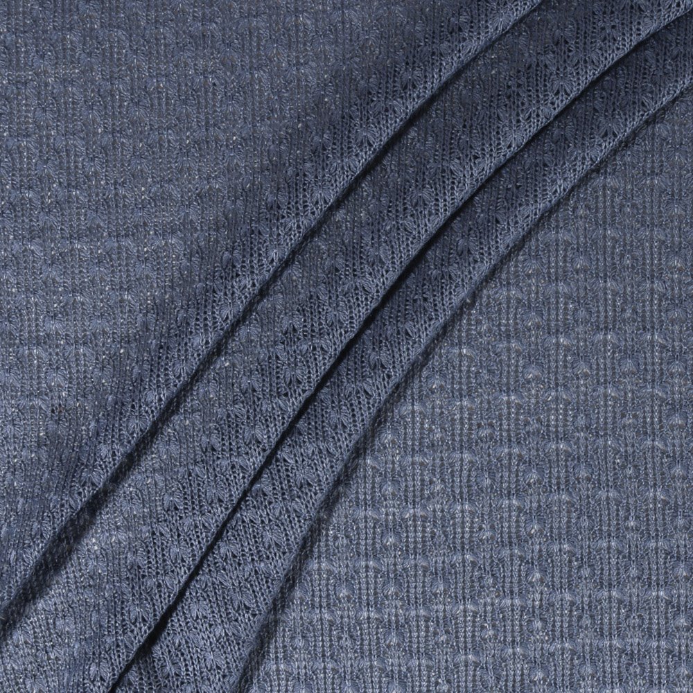 Tissu Maille Fantaisie Losange sur fond Gris Bleu
