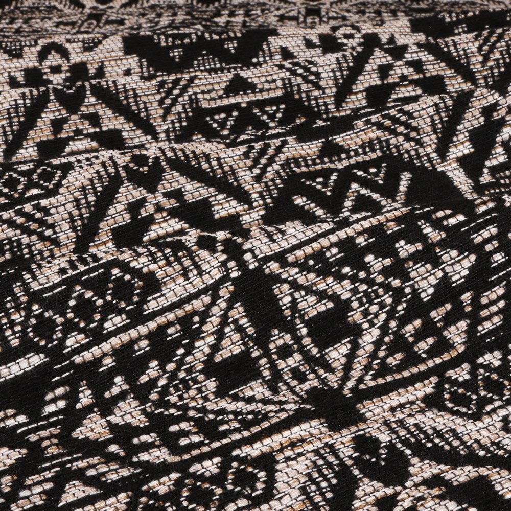 Tissu Gianni Jacquard Noir Ethnique Ecru et beige