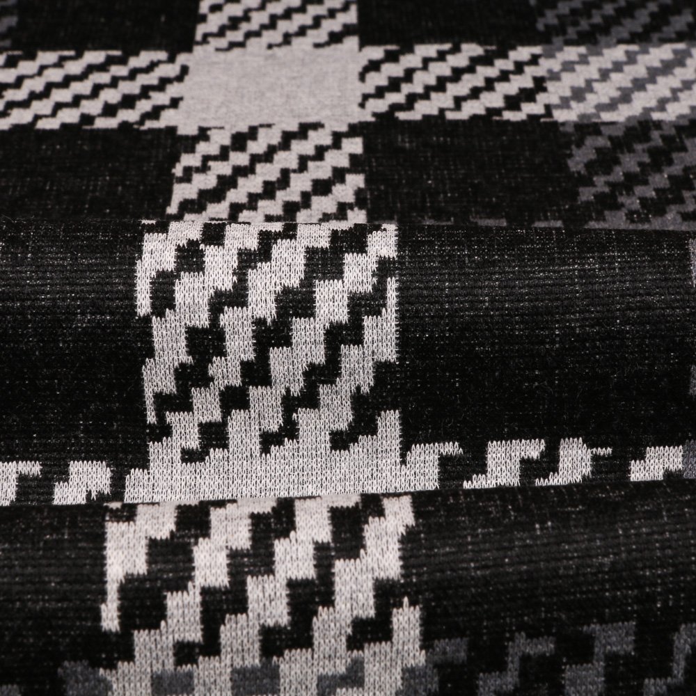 Tissu Gianni Maille Noir Tetris Blancs et gris