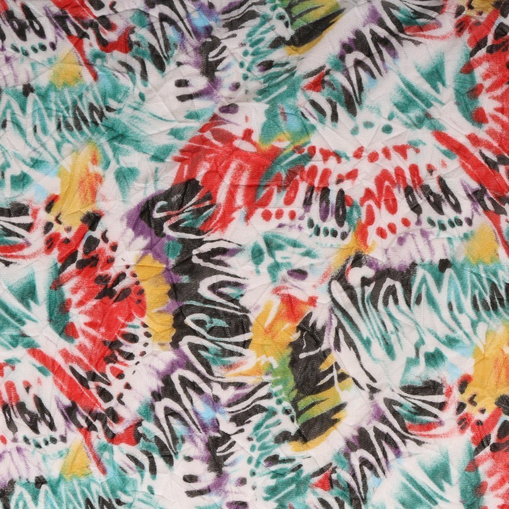 Tulle souple Tie & Die Rouge Jaune et Vert