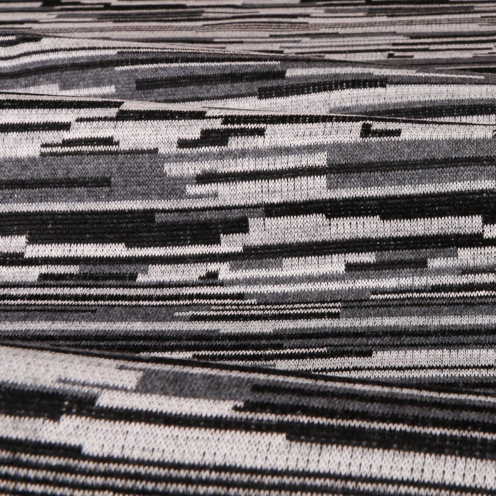 Tissu Gianni Maille Rectangles linéaires Nuance de gris