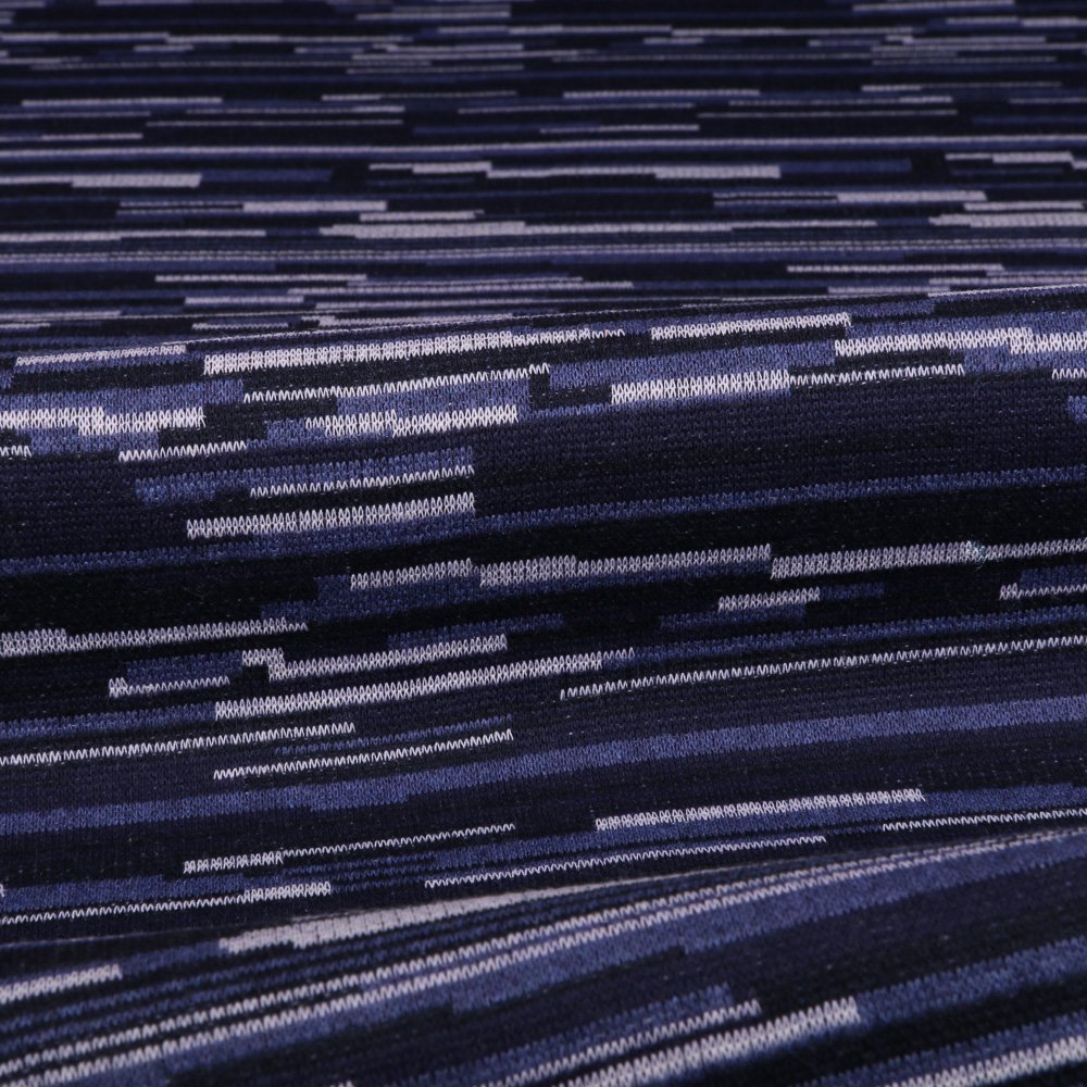 Tissu Gianni Maille Rectangles linéaires Nuance de bleu