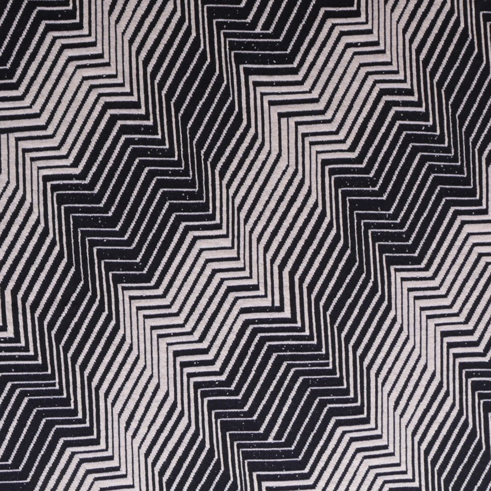 Tissu Maille Gianni Tessuti Extensible Bleu Marine Chevrons et Rayures Blanches