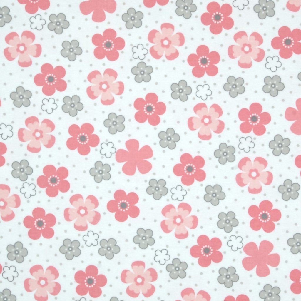 Tissu Robert Kaufman Flanelle Coton Blanc Daisy Flower Pink