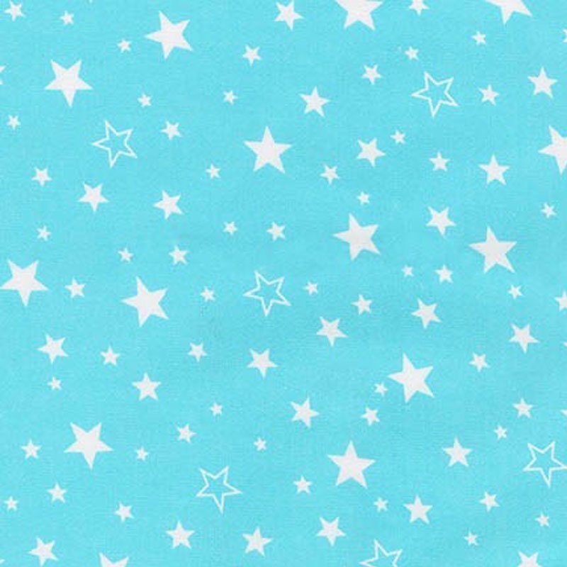 Tissu Robert Kaufman Flanelle Coton Turquoise Etoiles blanches