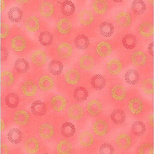 Tissu Robert Kaufman Sparkle Rond Or et Corail