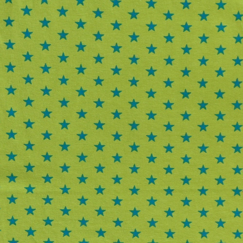 Tissu Jersey imprimé Etoiles Bleues sur fond Vert