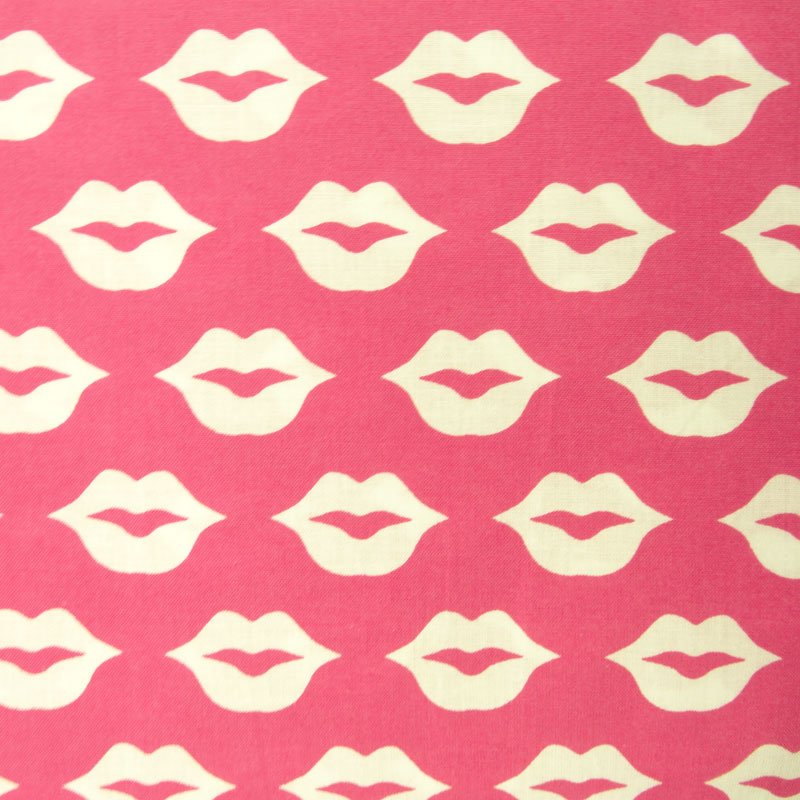 Tissu Coton Fuschia Bouches blanches