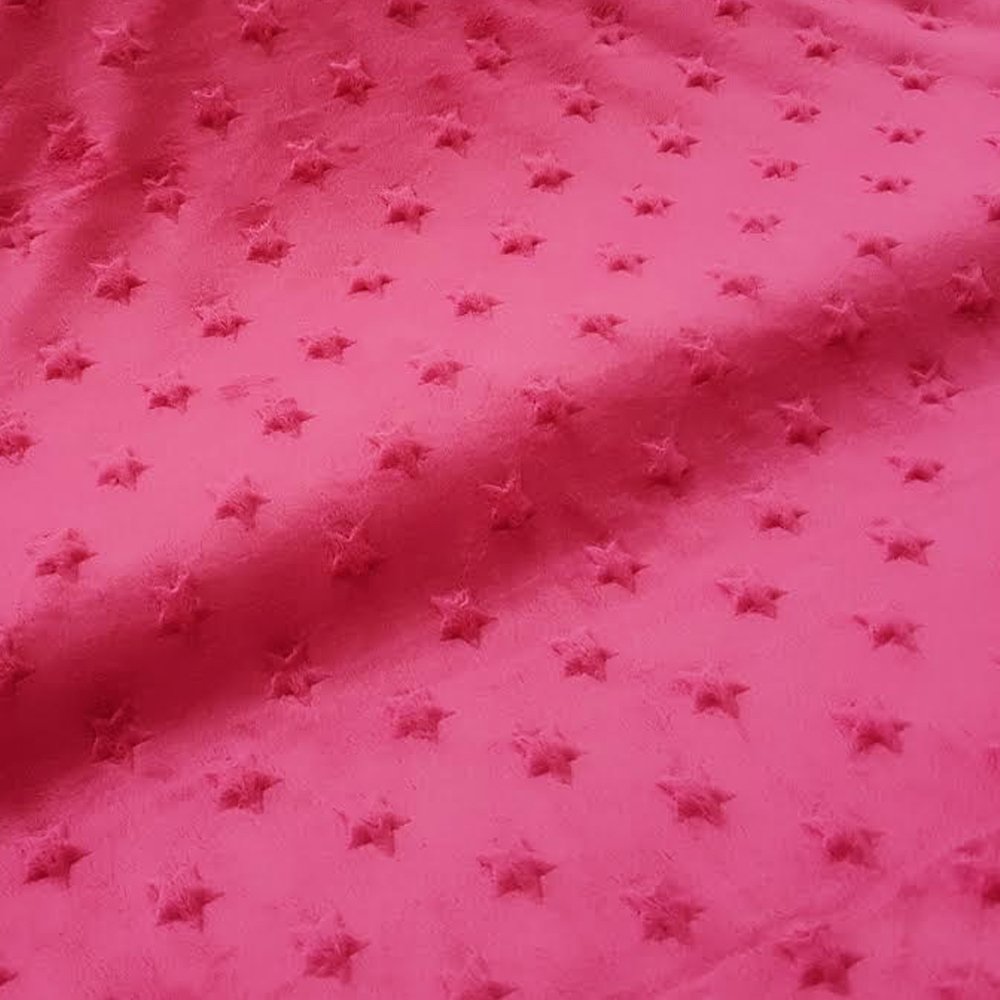 Tissu Minky Ultra doux Etoiles Fuchsia