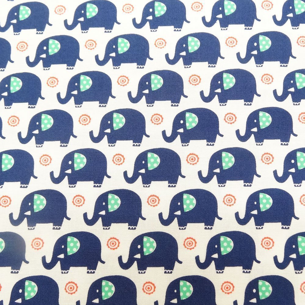 Tissu Michael Miller Mini Elephants Bleu
