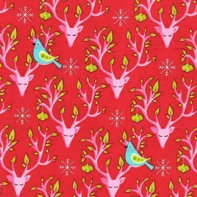 Tissu Michael Miller Festive Forest Festive Rouge